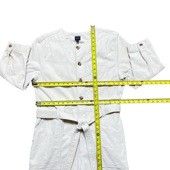 Gap Womens Corduroy Jumpsuit 16 Tall Relaxed Straight Leg Cream Ivory Academia - Picture 8 of 11